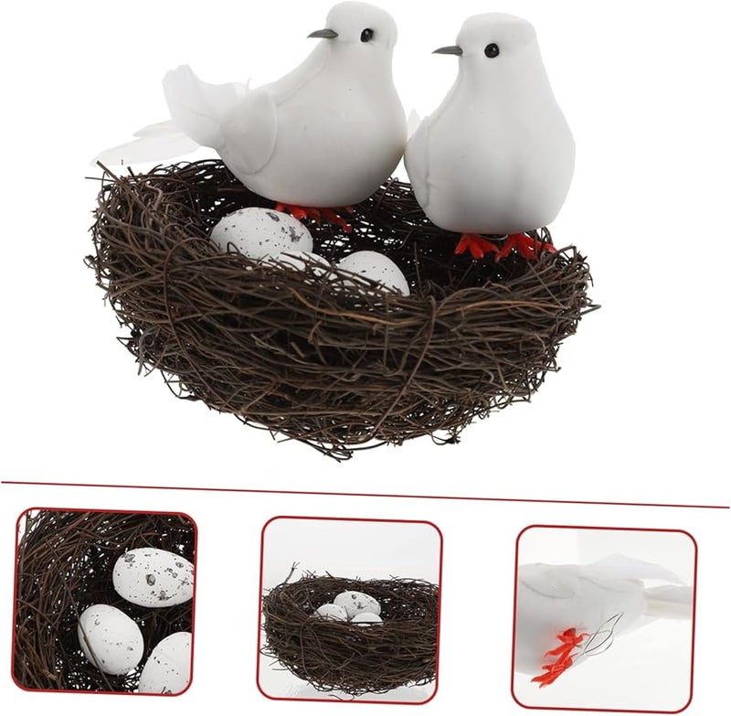 Brown Faux Bird Nest with Eggs for Outdoor Home and Garden Decor - Image 2